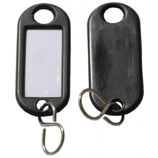 Schlüsselanhänger/Schlüsselschilder Beschriftungsfeld 100 Stück schwarz S Haken 