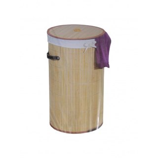 Wäschetruhe aus Bambus, rund hell Wäschebox Wäschetruhe