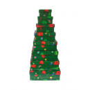 8 Geschenkkarton Weihnachten Tannenbaum grün mit Pilzdekor