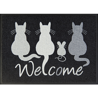 Easy-Clean Fußmatte >>Cats Welcome<< 50x70cm waschbar und pflegeleicht