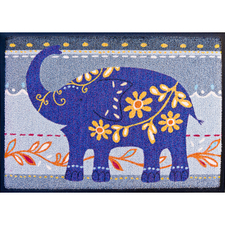 Easy-Clean Fußmatte >>Elefant blau<< 50x70cm waschbar und pflegeleicht