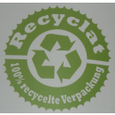 400 Recyclat Flachbeutel transparent mit Recyclat-Logodruck 400x600 50mµ