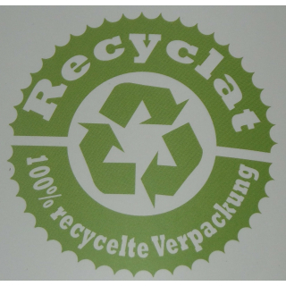 200 Recyclat Flachbeutel transparent mit Recyclat-Logodruck 400x600 100mµ