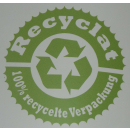 100 Recyclat Flachbeutel transparent mit Recyclat-Logodruck 200x300mm  25mµ