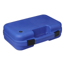 Aufbewahrungsbox für Zeltheringe blau mit Bürste