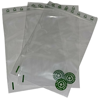 500 Druckverschlussbeutel Zipperbeutel Recyclat Logo-Druck rLDPE 50mµ 100x150mm
