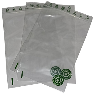 400 Druckverschlussbeutel Zipperbeutel Recyclat Logo-Druck rLDPE 50mµ 100x150mm